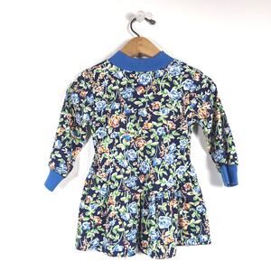 Vintage Crayon Crown Dress Girls Size 2T Blue Floral Long Sleeve